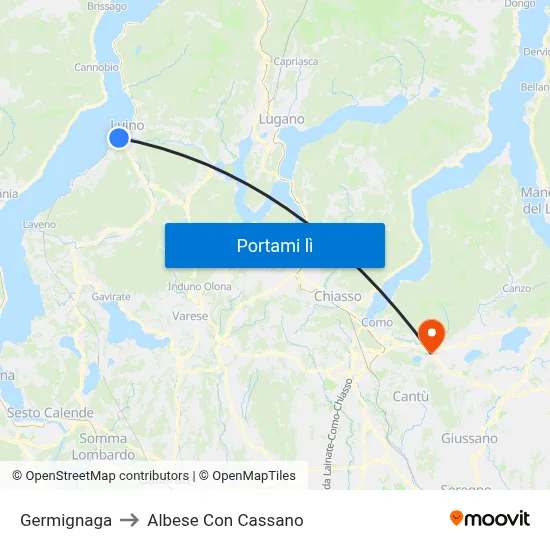 Germignaga to Albese Con Cassano map