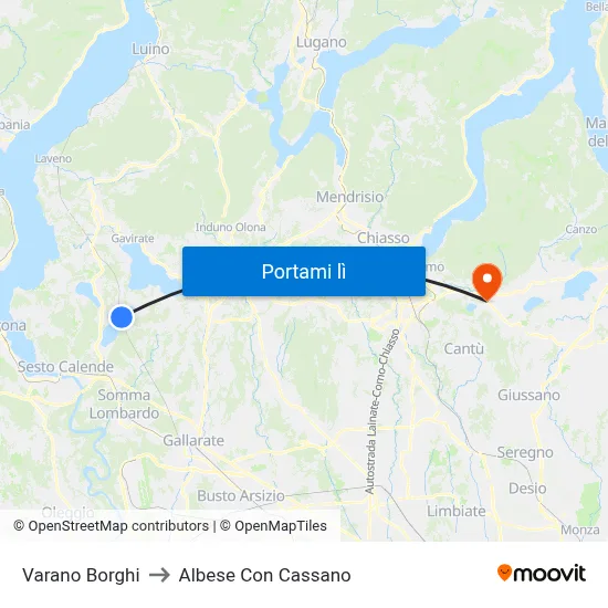 Varano Borghi to Albese Con Cassano map