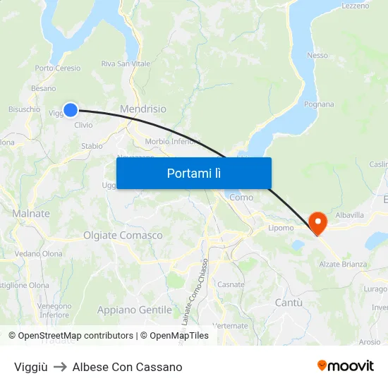 Viggiù to Albese Con Cassano map