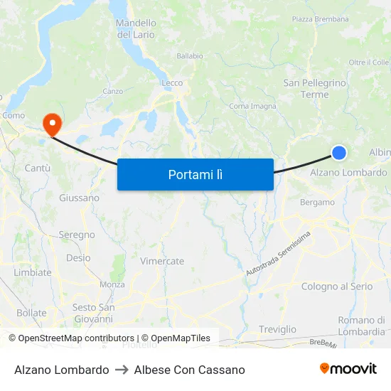 Alzano Lombardo to Albese Con Cassano map