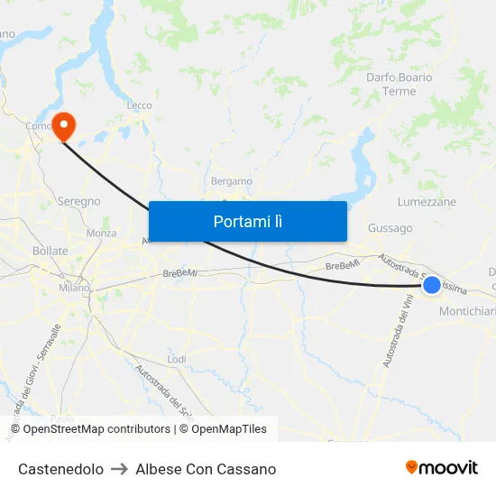 Castenedolo to Albese Con Cassano map