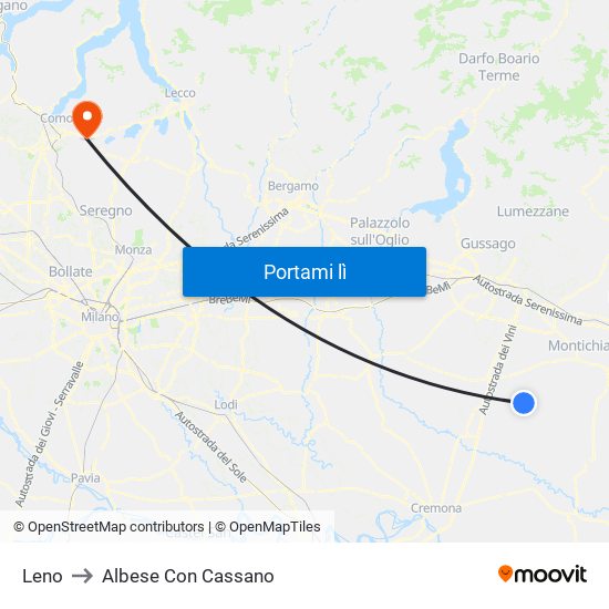 Leno to Albese Con Cassano map