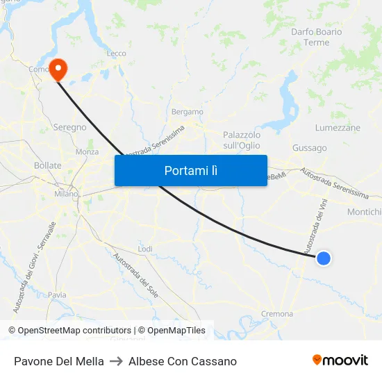 Pavone Del Mella to Albese Con Cassano map