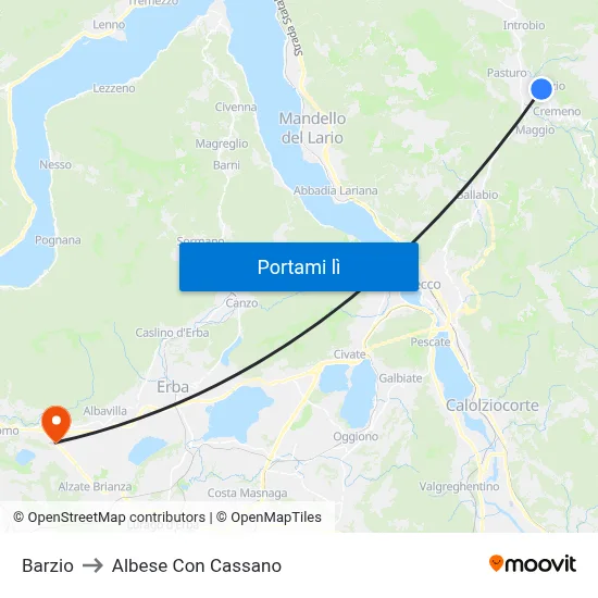 Barzio to Albese Con Cassano map