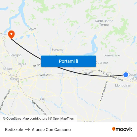 Bedizzole to Albese Con Cassano map