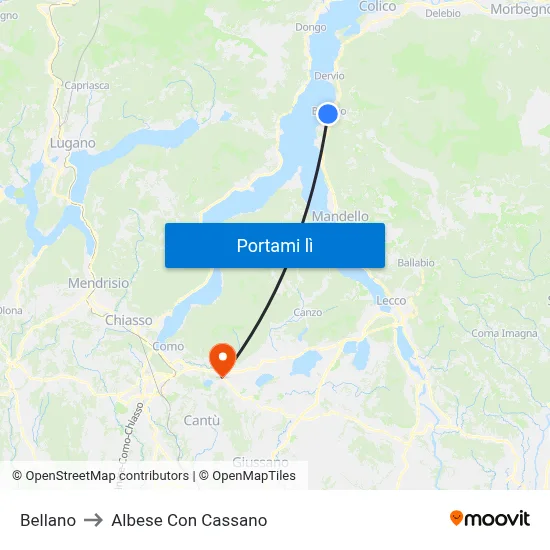 Bellano to Albese Con Cassano map