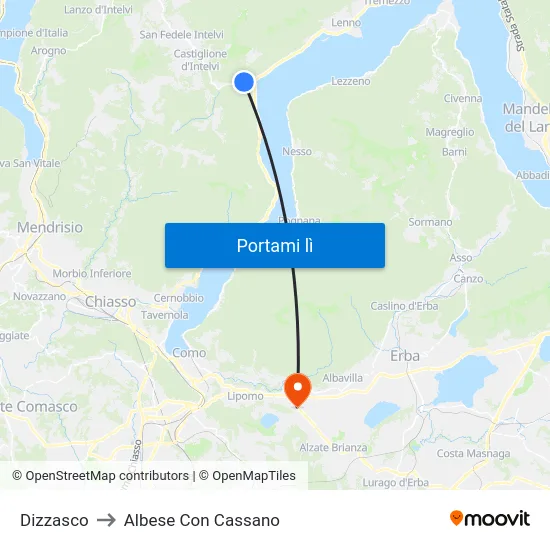 Dizzasco to Albese Con Cassano map
