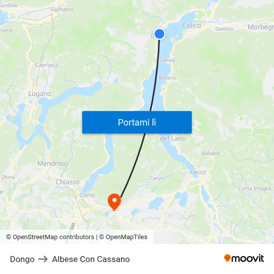 Dongo to Albese Con Cassano map