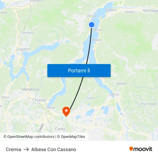 Cremia to Albese Con Cassano map