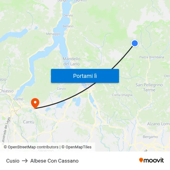 Cusio to Albese Con Cassano map