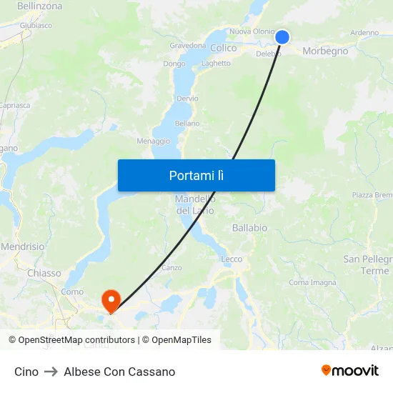 Cino to Albese Con Cassano map