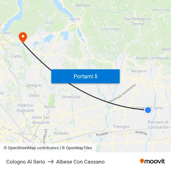 Cologno Al Serio to Albese Con Cassano map