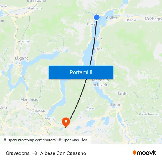Gravedona to Albese Con Cassano map