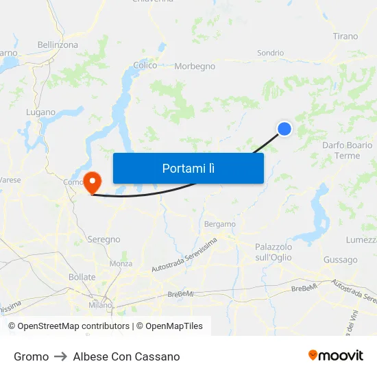 Gromo to Albese Con Cassano map