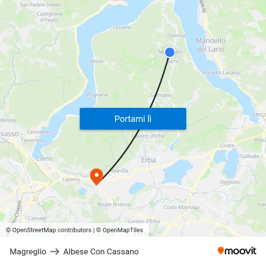 Magreglio to Albese Con Cassano map