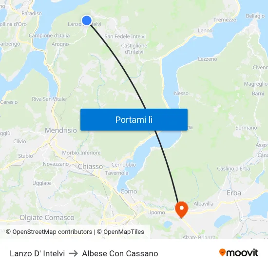 Lanzo D' Intelvi to Albese Con Cassano map
