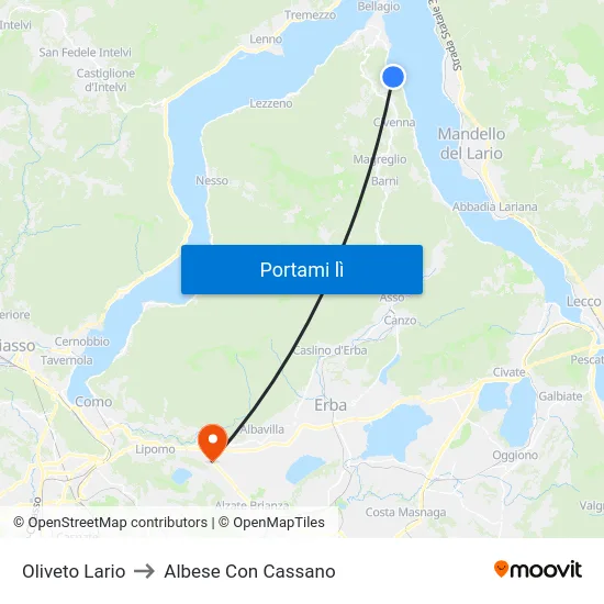 Oliveto Lario to Albese Con Cassano map