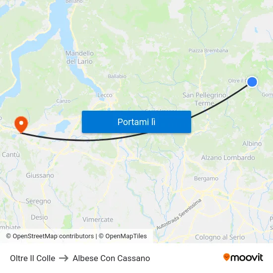 Oltre Il Colle to Albese Con Cassano map