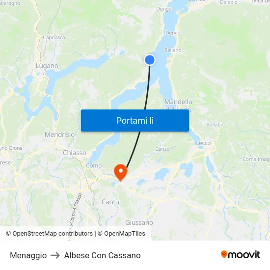 Menaggio to Albese Con Cassano map