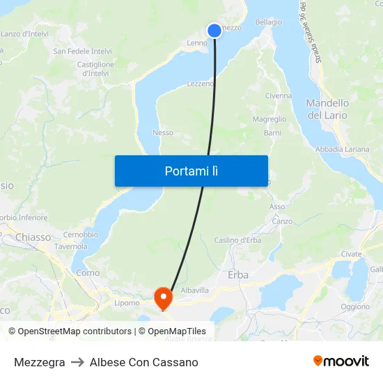Mezzegra to Albese Con Cassano map