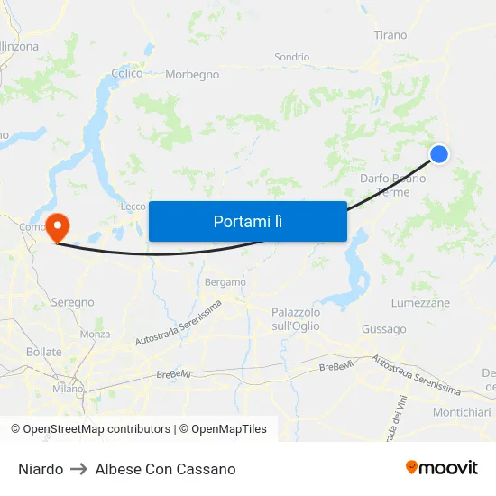 Niardo to Albese Con Cassano map