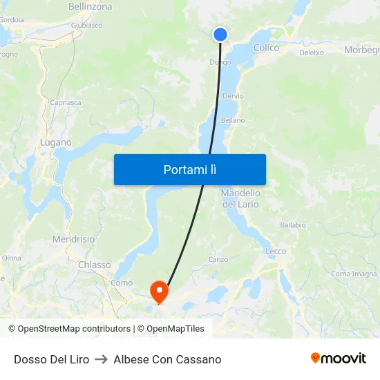 Dosso Del Liro to Albese Con Cassano map