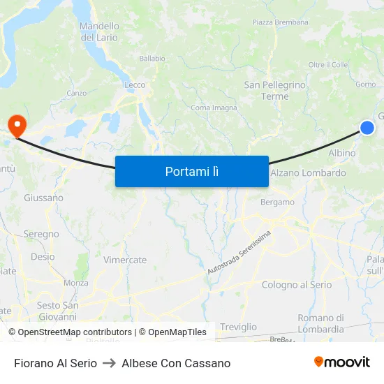Fiorano Al Serio to Albese Con Cassano map