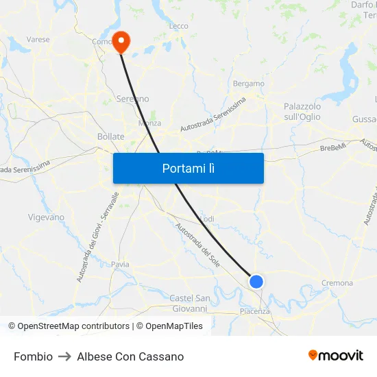 Fombio to Albese Con Cassano map