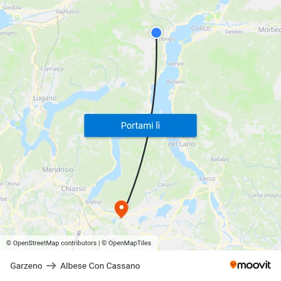 Garzeno to Albese Con Cassano map