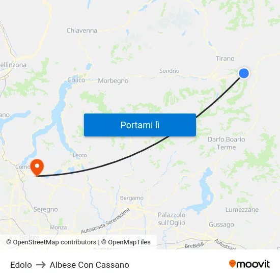 Edolo to Albese Con Cassano map