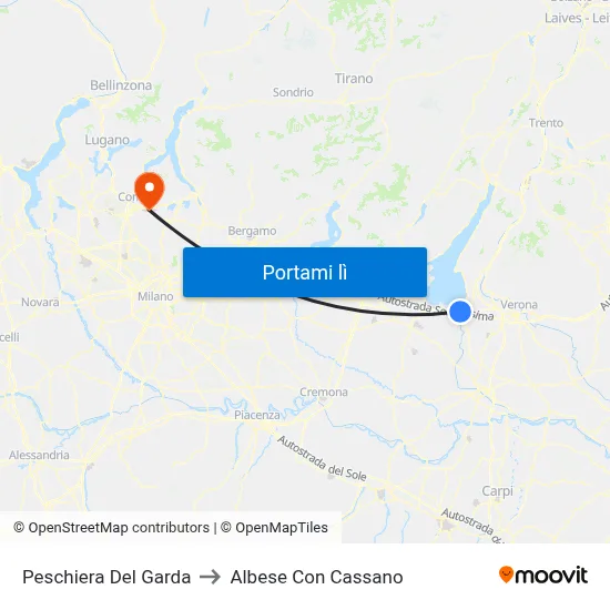 Peschiera Del Garda to Albese Con Cassano map