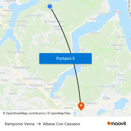 Ramponio Verna to Albese Con Cassano map