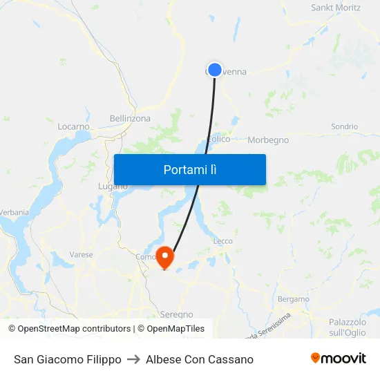 San Giacomo Filippo to Albese Con Cassano map