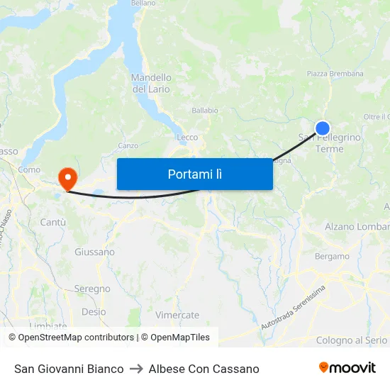 San Giovanni Bianco to Albese Con Cassano map