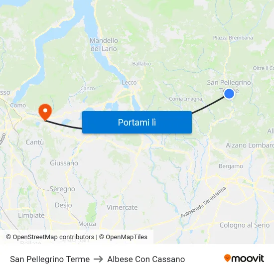 San Pellegrino Terme to Albese Con Cassano map