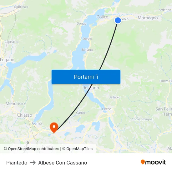 Piantedo to Albese Con Cassano map