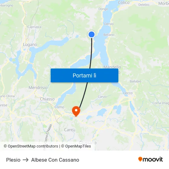 Plesio to Albese Con Cassano map