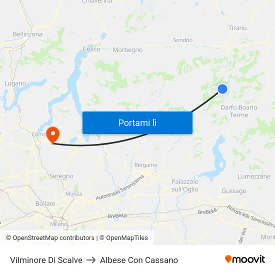 Vilminore Di Scalve to Albese Con Cassano map