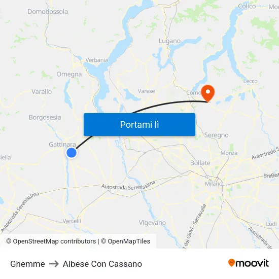 Ghemme to Albese Con Cassano map