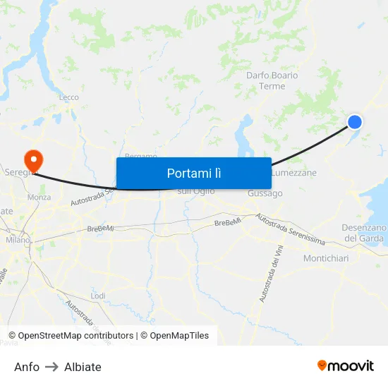 Anfo to Albiate map