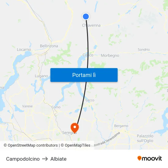 Campodolcino to Albiate map