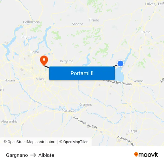 Gargnano to Albiate map