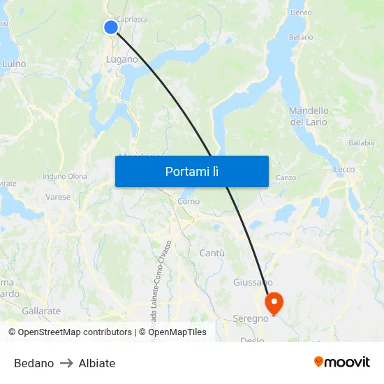 Bedano to Albiate map