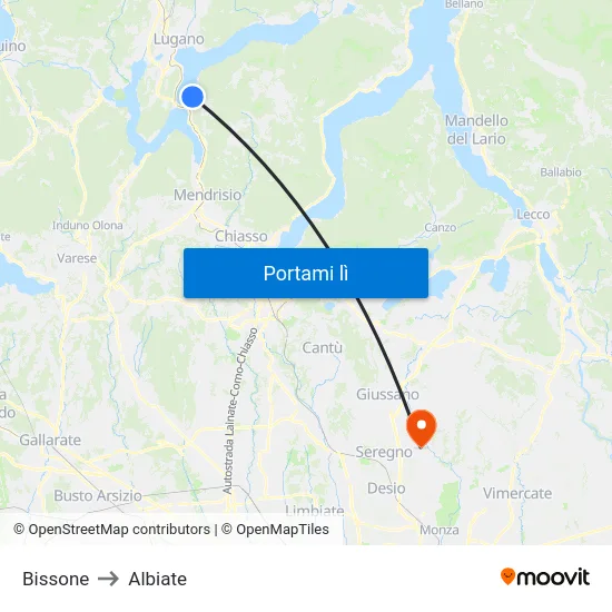 Bissone to Albiate map