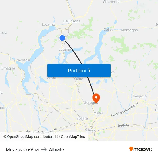 Mezzovico-Vira to Albiate map
