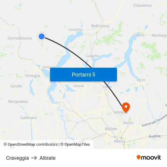 Craveggia to Albiate map
