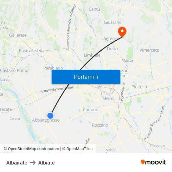 Albairate to Albiate map