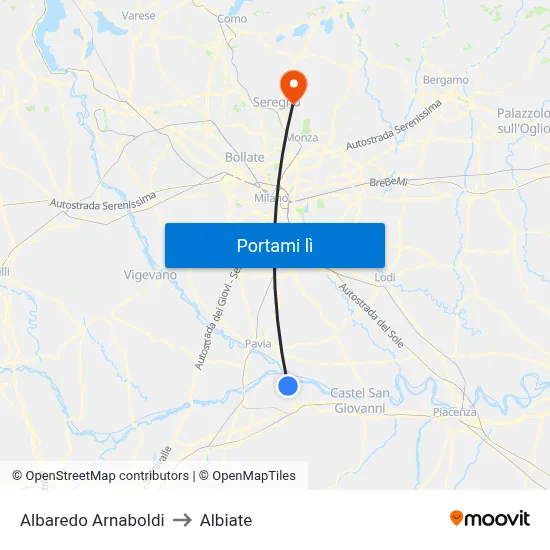Albaredo Arnaboldi to Albiate map