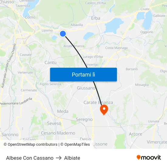 Albese Con Cassano to Albiate map