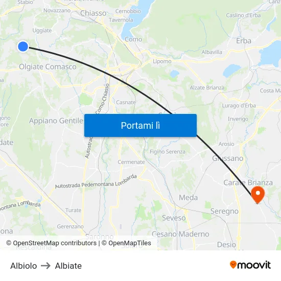 Albiolo to Albiate map
